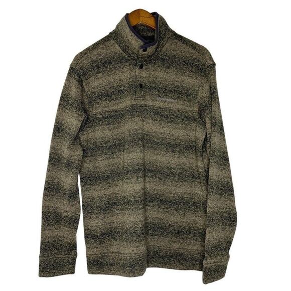 Eddie Bauer Men's L Green Striped Snap Neck Fleece Pullover Jacket - Picture 1 of 12